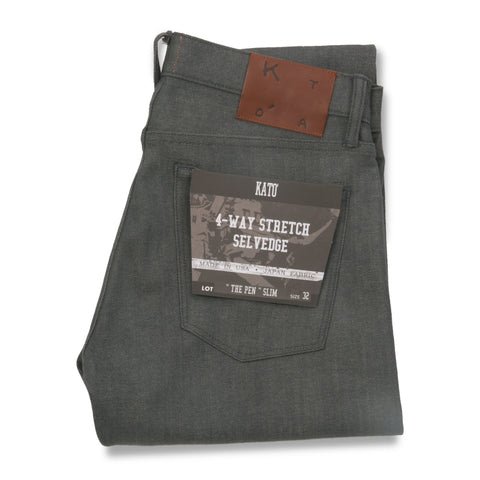 "The Pen" 10.5 oz Slim 4-Way Stretch Selvedge - Grey